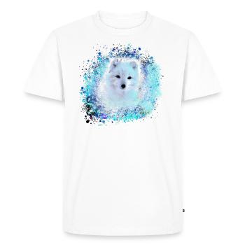 blue , polar fox, fox, white , watercolor , painting - Men's Premium Organic T-Shirt - white - Front - Nico (187cm)