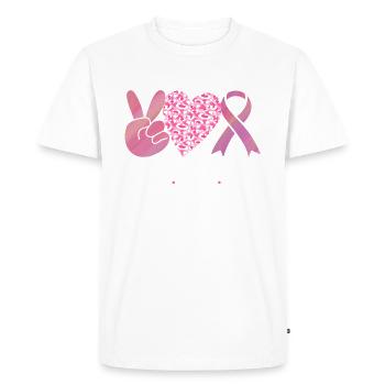 Brustkrebsbewusstsein - Sensibilisierung- - Männer Premium Bio T-Shirt - Weiß - Vorne - Nico (187cm)