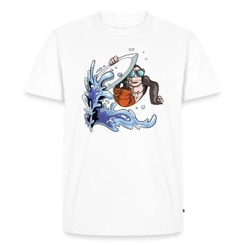 Singe sur la planche de surf. L’été. Surfer - T-shirt Premium bio Homme - blanc - Devant - Nico (187cm)