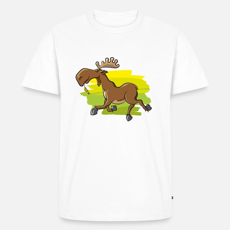 Lustiger Elch - Männer Premium Bio T-Shirt - Weiß