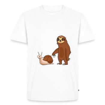 Ne tirez pas un escargot et un paresseux - T-shirt Premium bio Homme - blanc - Devant - Nico (187cm)