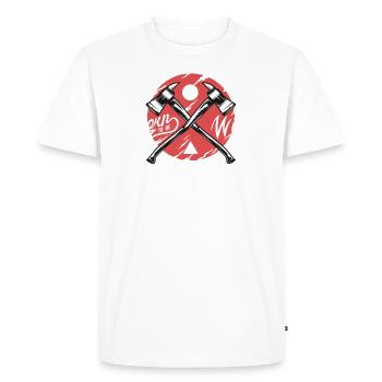 Né pour être sauvage - T-shirt Premium bio Homme - blanc - Devant - Nico (187cm)