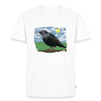 Oiseau étouneau illustration nature ciel nuageux - T-shirt Premium bio Homme - blanc - Devant - Nico (187cm)
