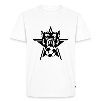 soccer loup garou wolf logo foot sport - T-shirt Premium bio Homme - blanc - Devant - Nico (187cm)