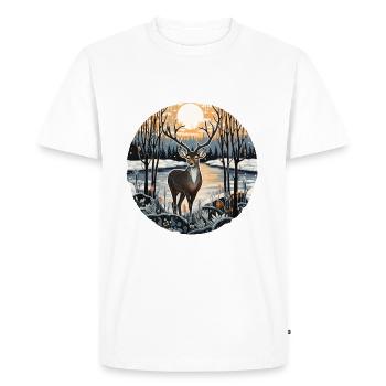 Winter landscape with deer - Men's Premium Organic T-Shirt - white - Front - Nico (187cm)