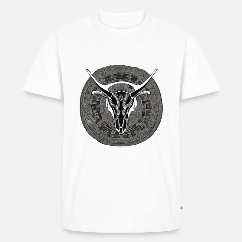Stier Schädel - Männer Premium Bio T-Shirt - Weiß