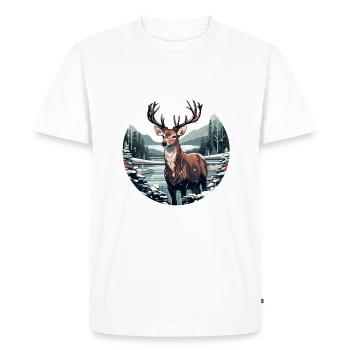 Deer in winter landscape - Men's Premium Organic T-Shirt - white - Front - Nico (187cm)