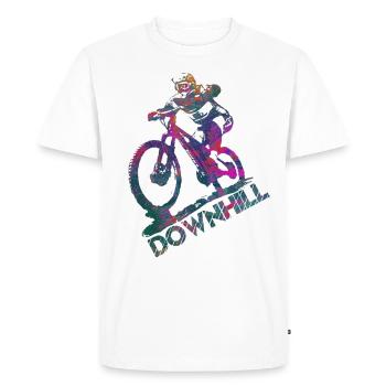 DOWNHILL VTT Vélo Bunt Cyle Sport - T-shirt Premium bio Homme - blanc - Devant - Nico (187cm)