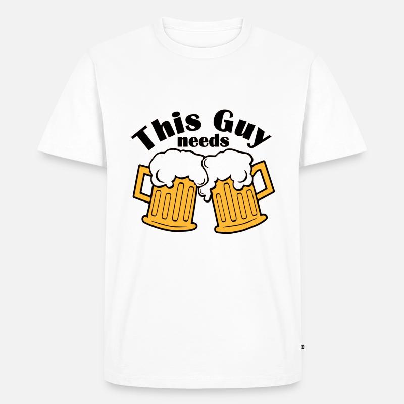 This guy needs a beer - Männer Premium Bio T-Shirt - Weiß