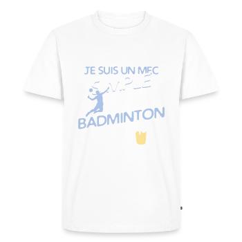 Badminton - un mec simple - T-shirt Premium bio Homme - blanc - Devant - Nico (187cm)