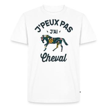 Je Peux Pas J'ai Cheval Cadeau Fleuri - T-shirt Premium bio Homme - blanc - Devant - Nico (187cm)