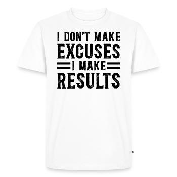 Pas D'Excuses Des Résultats - Citation Inspirante - T-shirt Premium bio Homme - blanc - Devant - Nico (187cm)