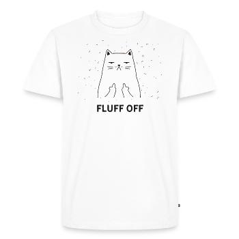 Fluff Off, Cat Middle Finger, FCK Off - T-shirt Premium bio Homme - blanc - Devant - Nico (187cm)
