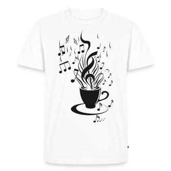 Coffee meets music - artful design - Men's Premium Organic T-Shirt - white - Front - Nico (187cm)