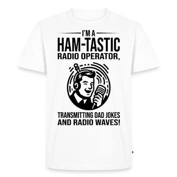 Ham-tastic Radio Operator Transmitting Dad Jokes - Men's Premium Organic T-Shirt - white - Front - Nico (187cm)