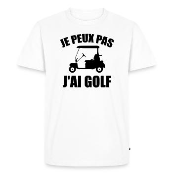 Je Peux Pas J'ai Golf - T-shirt Premium bio Homme - blanc - Devant - Nico (187cm)