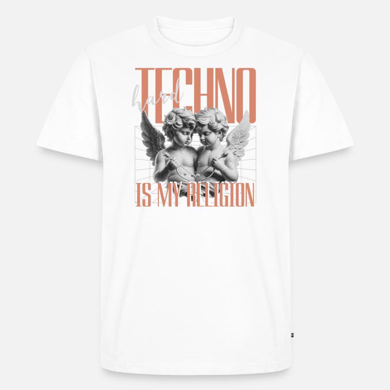 Hard Techno Angels - Männer Premium Bio T-Shirt - Weiß