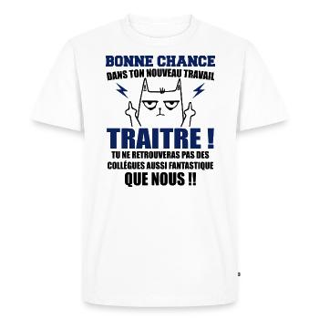 Départ Collègue Collègues Cadeau Traître Chat - T-shirt Premium bio Homme - blanc - Devant - Nico (187cm)
