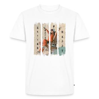Skiing makes me happy - alpine skiing - Men's Premium Organic T-Shirt - white - Front - Nico (187cm)