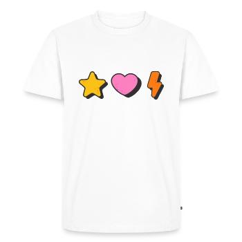 Vibrant Retro Shapes of Star, Heart and Lightening - Men's Premium Organic T-Shirt - white - Front - Nico (187cm)