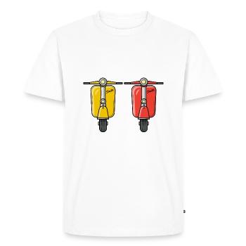 2 Scooter Scooter Scooterjaune rouge - T-shirt Premium bio Homme - blanc - Devant - Nico (187cm)