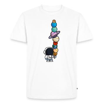 Astronaut Ice Cream Eating Planets Funny - Men's Premium Organic T-Shirt - white - Front - Nico (187cm)