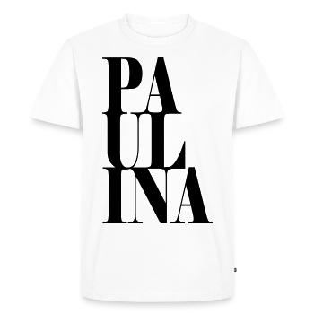Paulina Nom Prénom Police moderne Word Art - T-shirt Premium bio Homme - blanc - Devant - Nico (187cm)