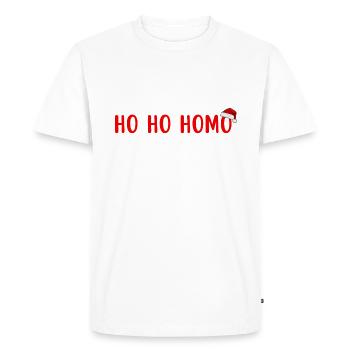 HO HO HOMO ! Personnes LGBTQ - T-shirt Premium bio Homme - blanc - Devant - Nico (187cm)