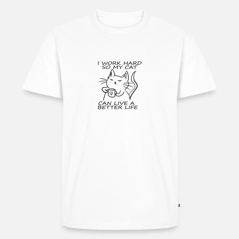 CATS | I WORK HARD - Männer Premium Bio T-Shirt - Weiß