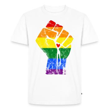 RAINBOW FIST - T-shirt Premium bio Homme - blanc - Devant - Nico (187cm)