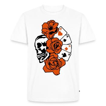 poker tete de mort skull rose fleur - T-shirt Premium bio Homme - blanc - Devant - Nico (187cm)