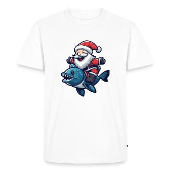 Piranha Poisson Père Noël Dessin animé - T-shirt Premium bio Homme - blanc - Devant - Nico (187cm)