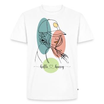 Hello honey minimalist art - T-shirt Premium bio Homme - blanc - Devant - Nico (187cm)