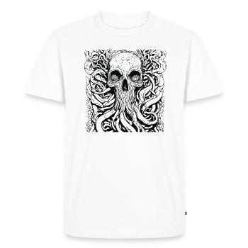 Metal skull octopus design - Men's Premium Organic T-Shirt - white - Front - Nico (187cm)