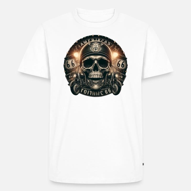 Biker-Schädel - Männer Premium Bio T-Shirt - Weiß