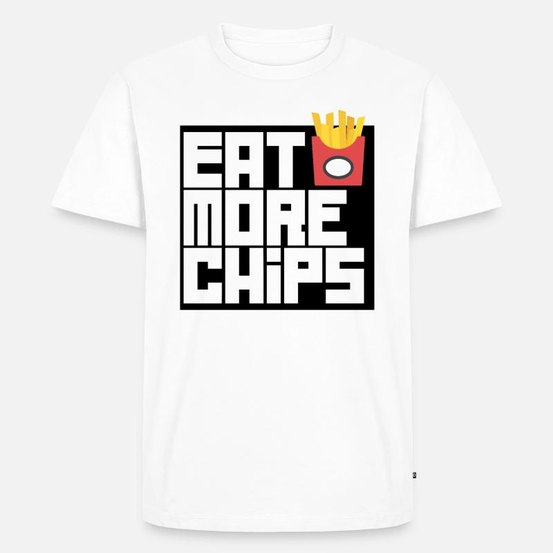 Essen Sie mehr Chips - Männer Premium Bio T-Shirt - Weiß