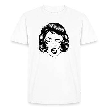 Femme fumant 2 - T-shirt Premium bio Homme - blanc - Devant - Nico (187cm)