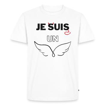 Je suis un ange - Diablotin - T-shirt Premium bio Homme - blanc - Devant - Nico (187cm)