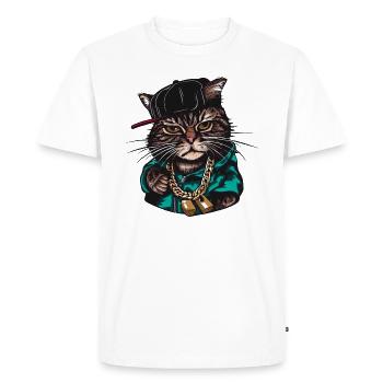 Cat East Coast Rapper - T-shirt Premium bio Homme - blanc - Devant - Nico (187cm)