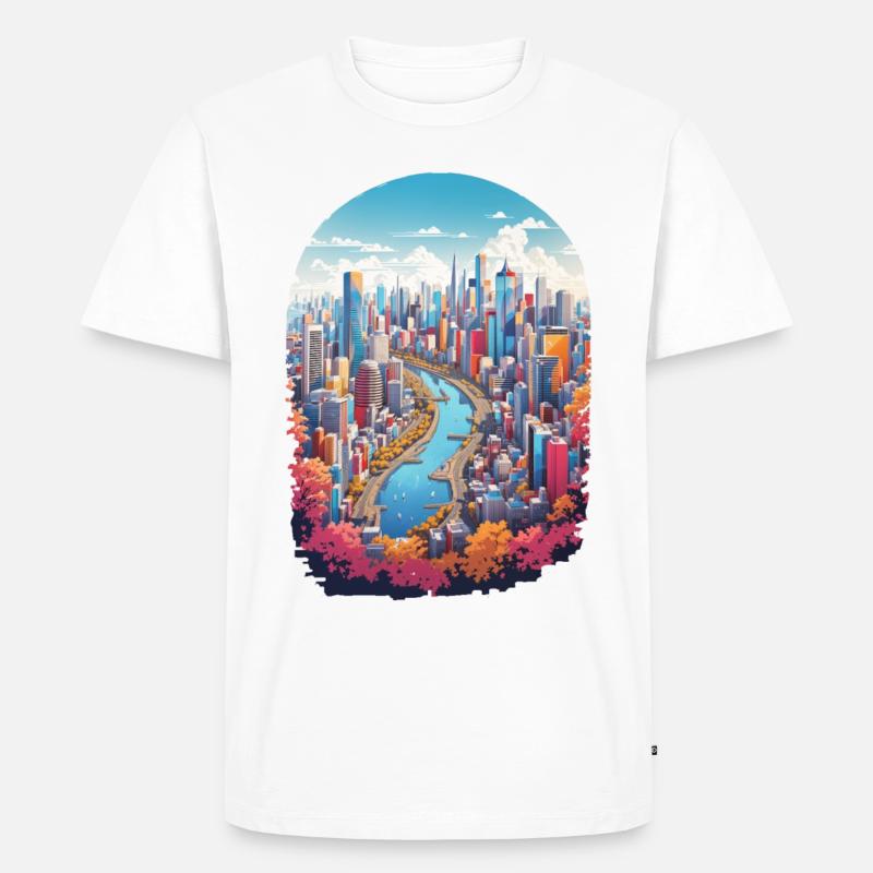 Stadt Landschaft - Männer Premium Bio T-Shirt - Weiß