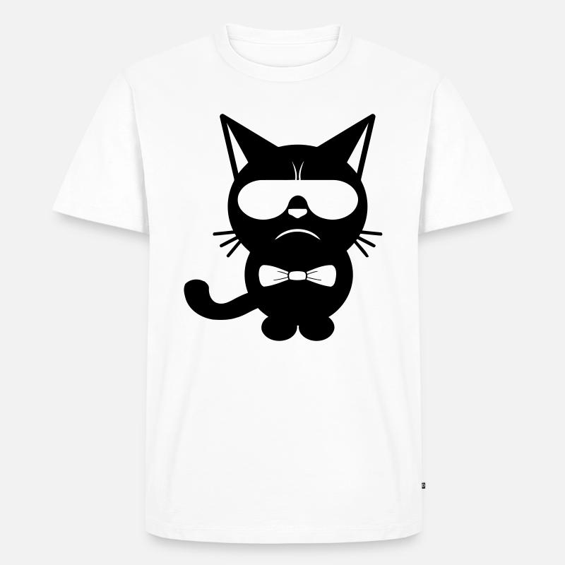 Bow Tie Cat - Männer Premium Bio T-Shirt - Weiß