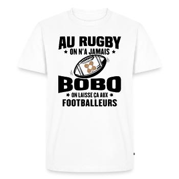 Cadeau humour pour joueur de rugby - T-shirt Premium bio Homme - blanc - Devant - Nico (187cm)