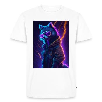 Raccoon, Neon, Gaming, Steampunk - Men's Premium Organic T-Shirt - white - Front - Nico (187cm)