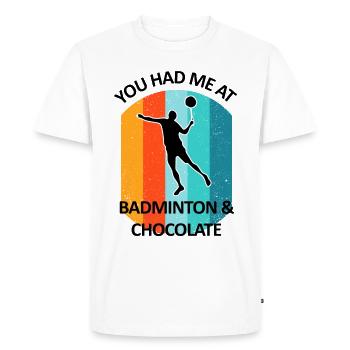 Badminton, Badminton, Badminton, Chocolate - Men's Premium Organic T-Shirt - white - Front - Nico (187cm)