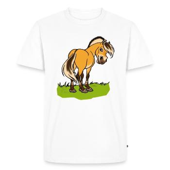 Freundliches Fjordpferd (Ohne Text) - Men's Premium Organic T-Shirt - white - Front - Nico (187cm)