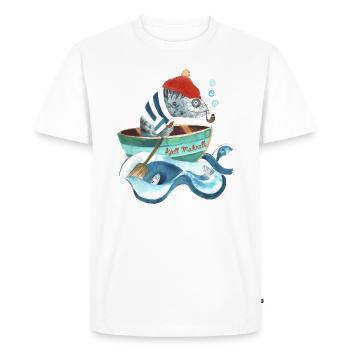 Kjell Makrell I Fish head in a boat - Men's Premium Organic T-Shirt - white - Front - Nico (187cm)