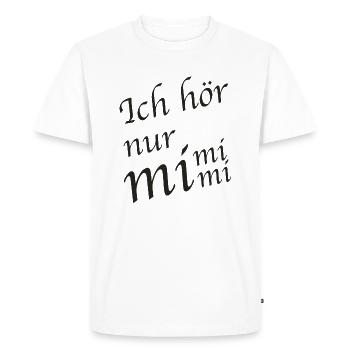 J'écoute seulement mimimi - T-shirt Premium bio Homme - blanc - Devant - Nico (187cm)