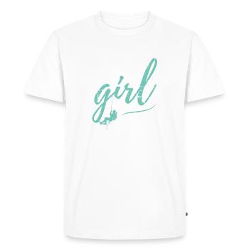 Grimpez comme une fille grimpant des alpinistes Bouldering - T-shirt Premium bio Homme - blanc - Devant - Nico (187cm)