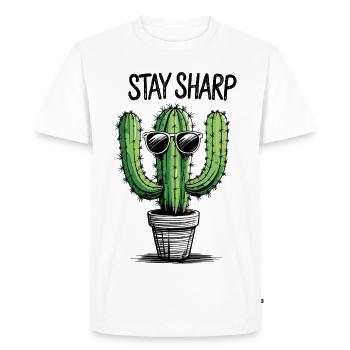 Cactus with sunglasses and message - Men's Premium Organic T-Shirt - white - Front - Nico (187cm)