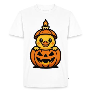 Cute duckling in a pumpkin – Halloween Kawaii - Men's Premium Organic T-Shirt - white - Front - Nico (187cm)